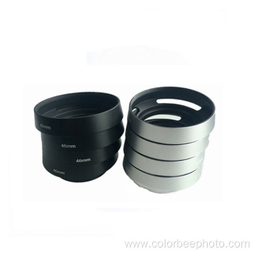 Black Silver Metal DSLR Camera Lens Hood